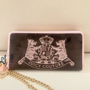 NWT JUICY COUTURE SCOTTIE DOG LARGE ZIP AROUND WRISTLET WALLET CHOCOLATE VELOUR